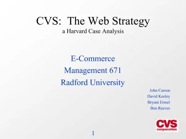 CVS: The Web Strategy a Harvard Case Analysis