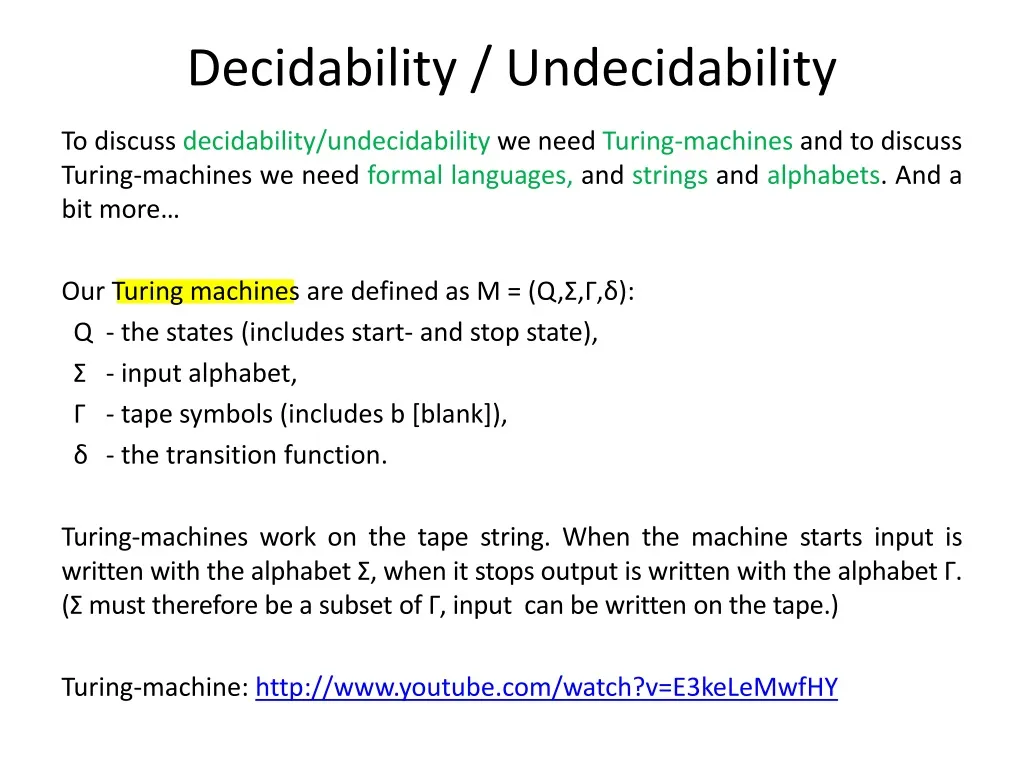 decidability undecidability