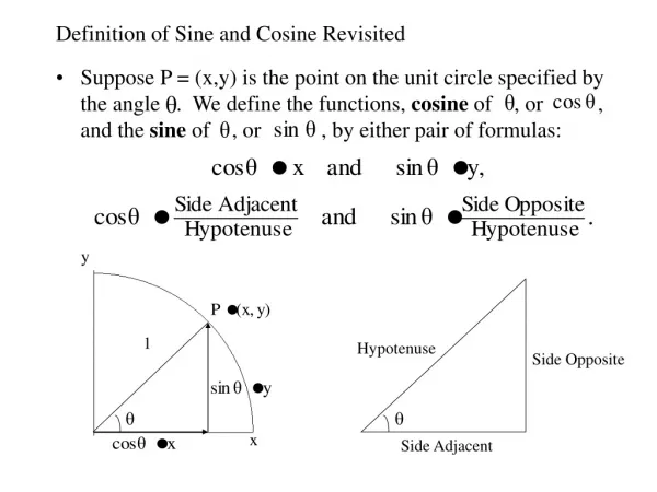 Definition of Sine and Cosine Revisited