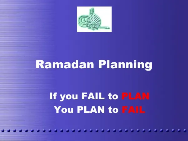Ramadan Planning