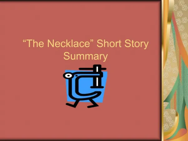 The Necklace Short Story Summary