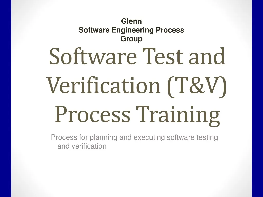 software test and verification t v process training