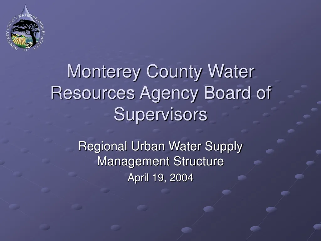monterey county water resources agency board of supervisors