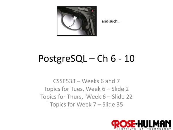 PostgreSQL – Ch 6 - 10