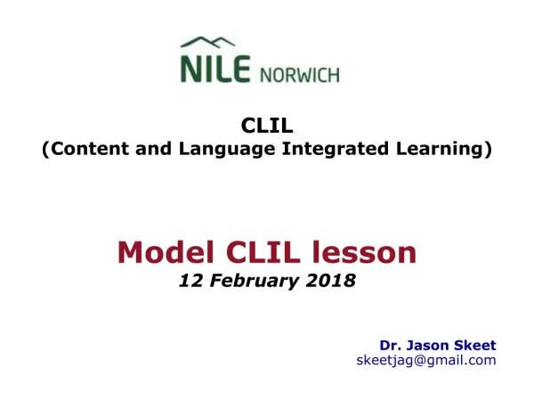 CLIL (Content and Language Integrated Learning) Model CLIL lesson 12 February 2018