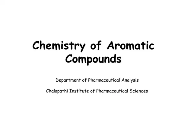 Chemistry of Aromatic Compounds