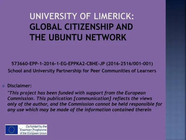 University of Limerick: Global Citizenship and the Ubuntu Network
