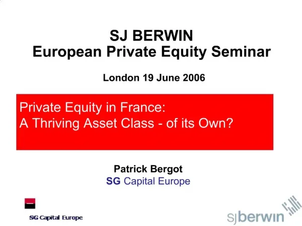 SJ BERWIN European Private Equity Seminar