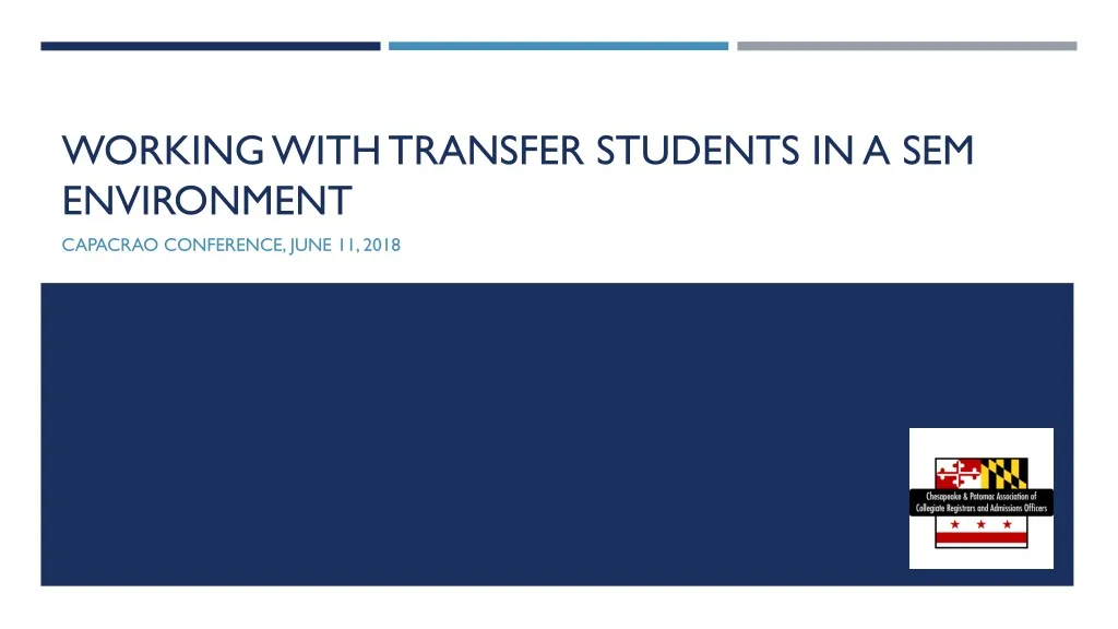 working with transfer students in a sem environment