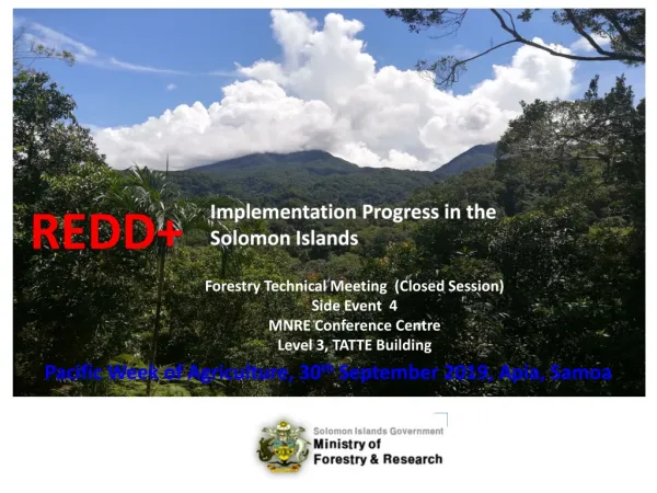 Implementation Progress in the Solomon Islands