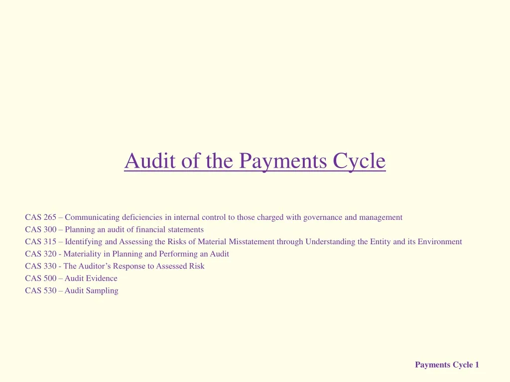 audit of the payments cycle