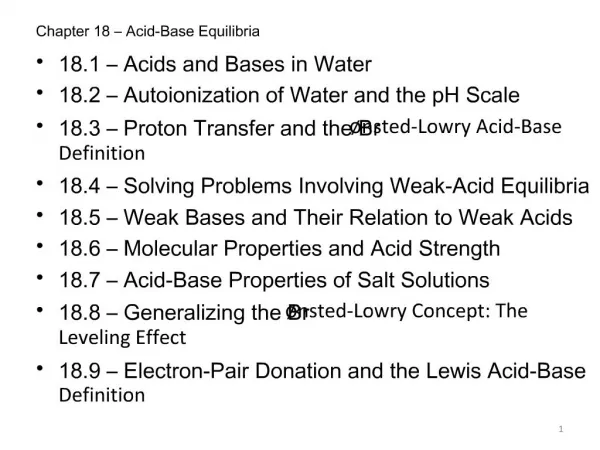 Chapter 18 Acid-Base Equilibria