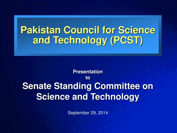 Pakistan Council for Science and Technology (PCST)
