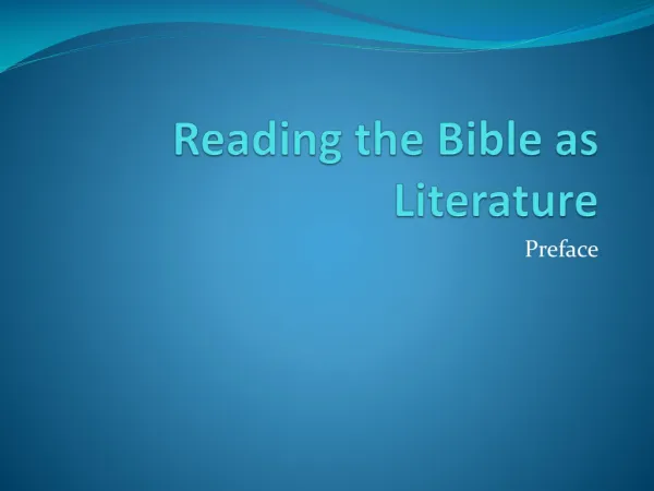 Reading the Bible as Literature