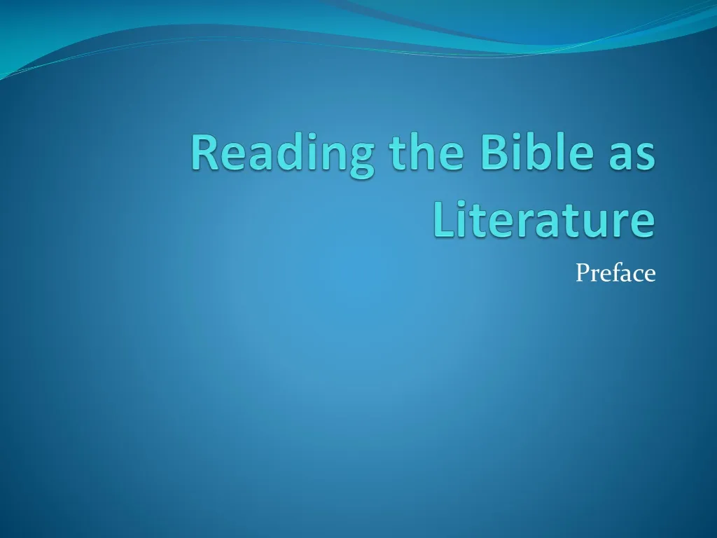 reading the bible as literature