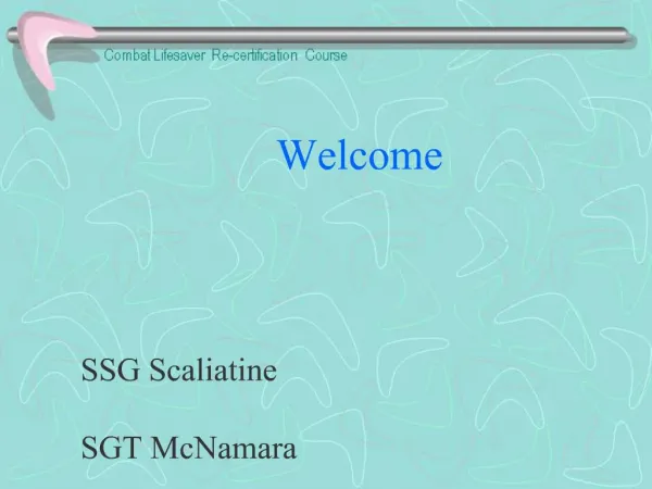 Welcome SSG Scaliatine SGT McNamara