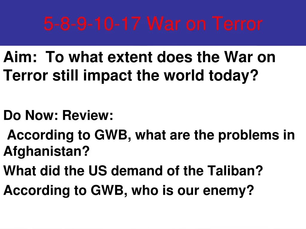 5 8 9 10 17 war on terror