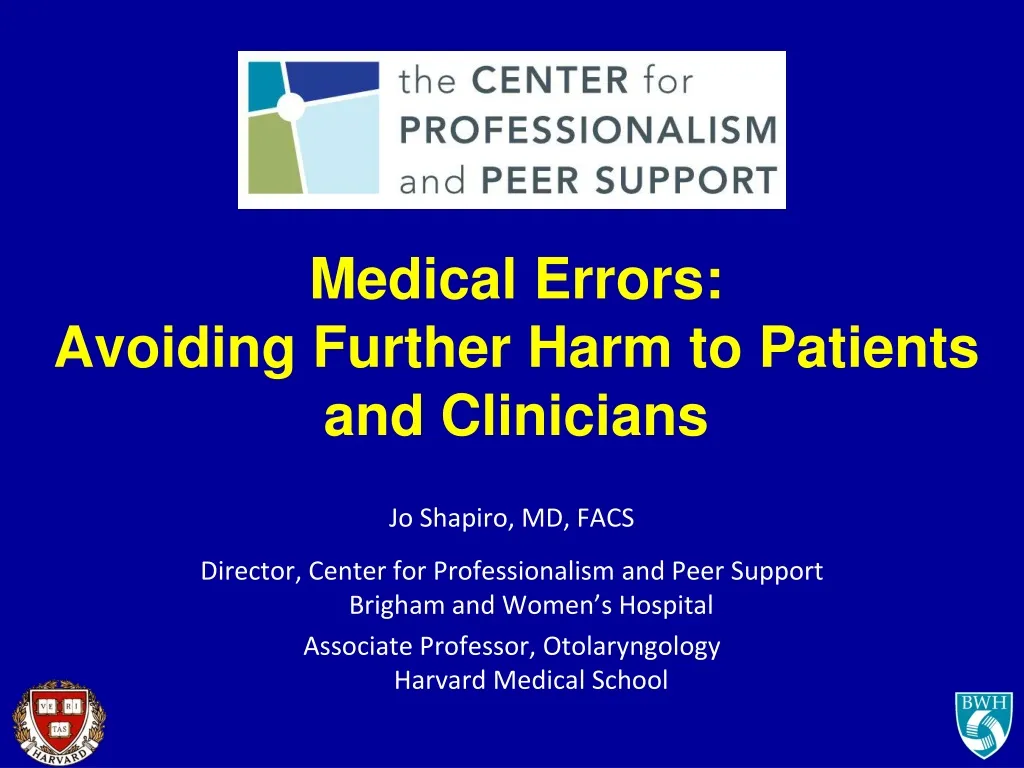medical errors avoiding further harm to patients and clinicians