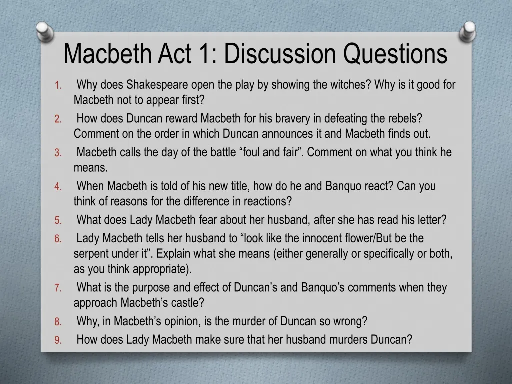 macbeth act 1 discussion questions