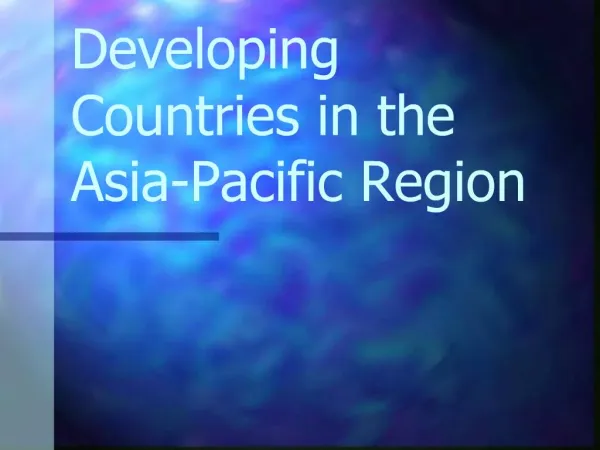 Developing Countries in the Asia-Pacific Region
