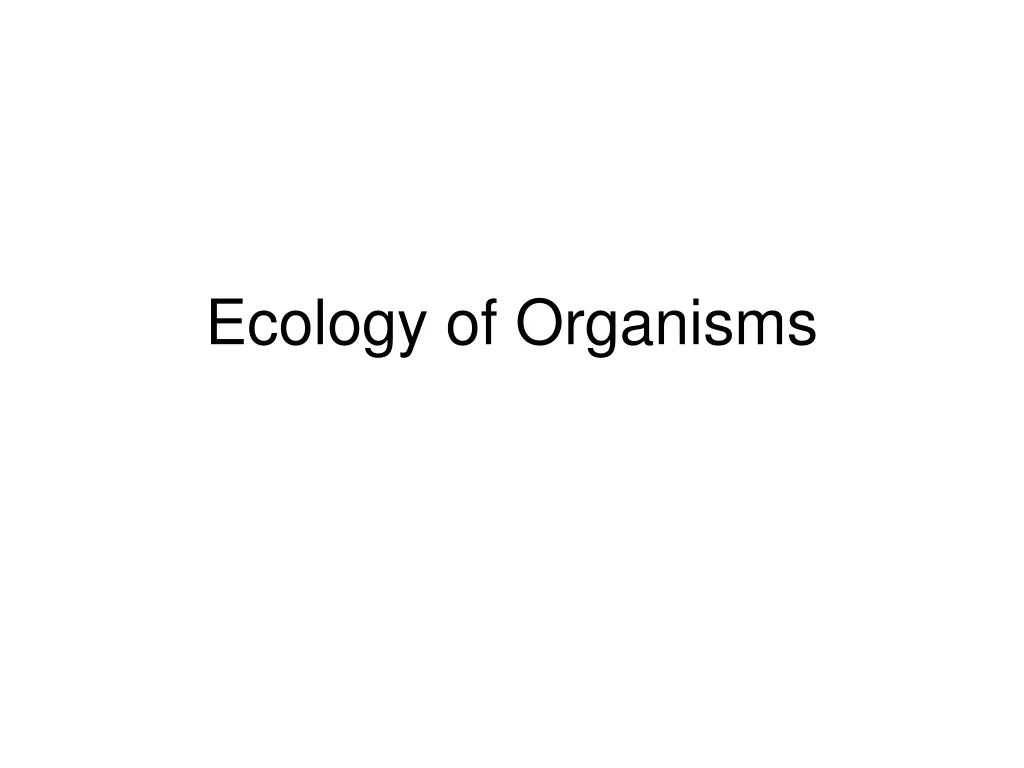 ecology of organisms