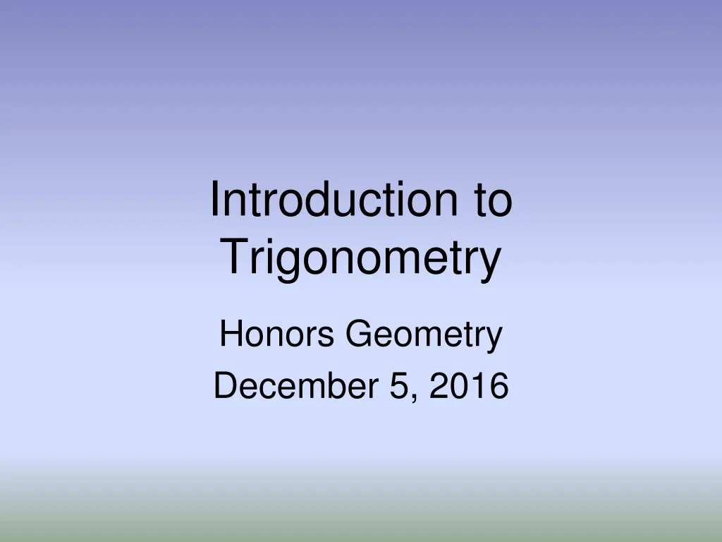 introduction to trigonometry