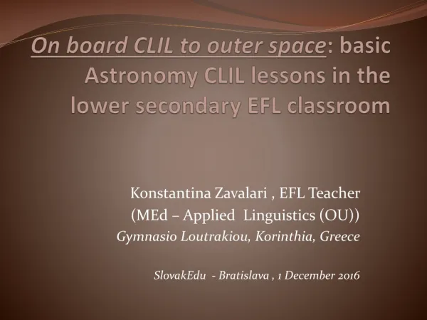 On board CLIL to outer space : basic Astronomy CLIL lessons in the lower secondary EFL classroom