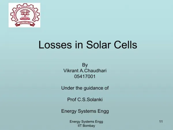 Losses in Solar Cells