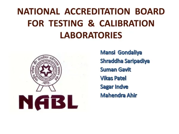 NATIONAL ACCREDITATION BOARD FOR TESTING &amp; CALIBRATION LABORATORIES