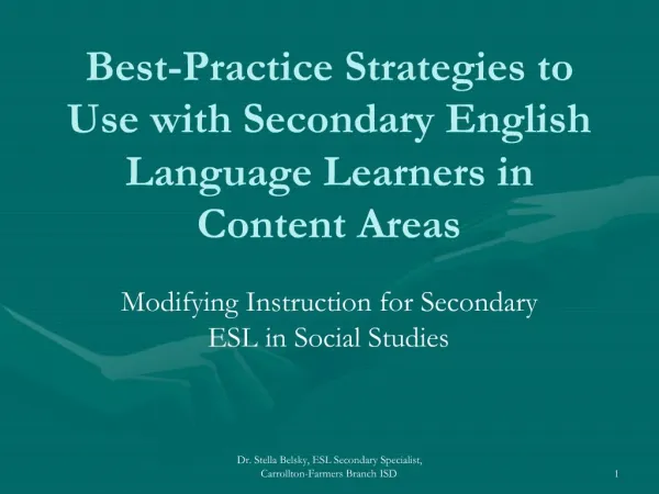 Best-Practice Strategies to Use with Secondary English Language Learners in Content Areas