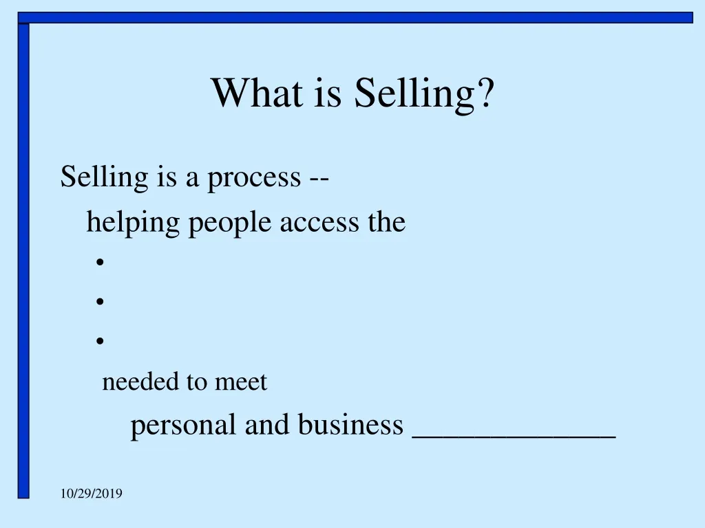 what is selling