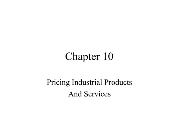 Pricing Industrial Products And Services