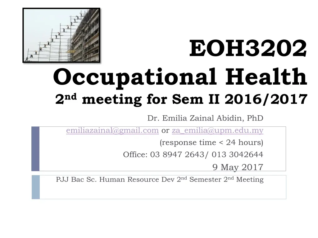 eoh3202 occupational health 2 nd meeting for sem ii 2016 2017