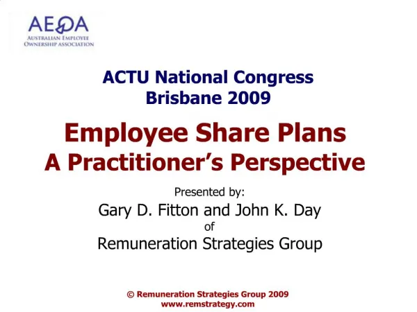 Employee Share Plans A Practitioner s Perspective