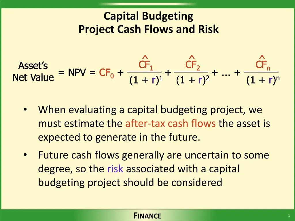 capital budgeting project cash flows and risk