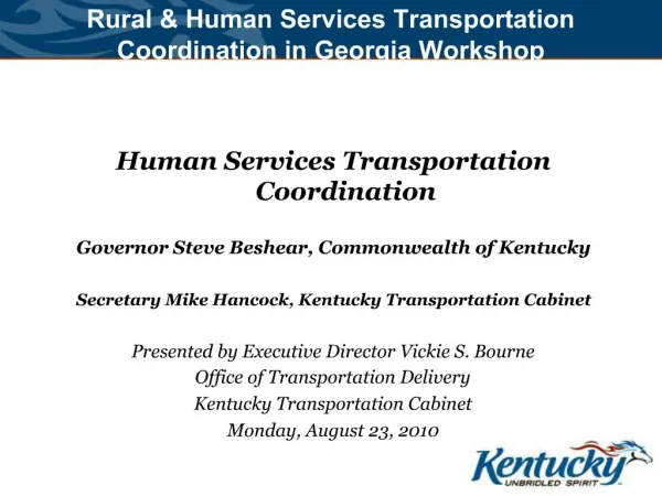 Rural Human Services Transportation Coordination in Georgia Workshop