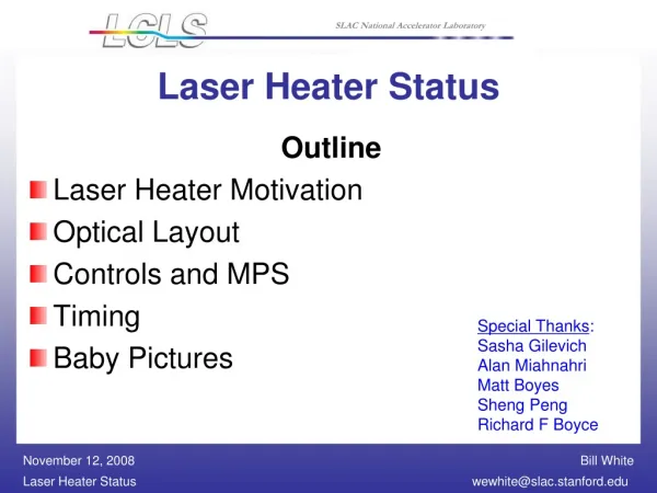 Laser Heater Status