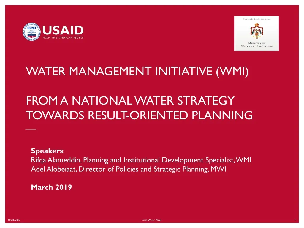 water management initiative wmi from a national water strategy towards result oriented planning