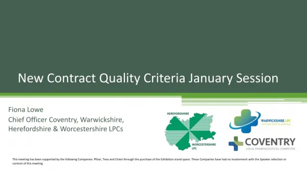 New Contract Quality Criteria January Session