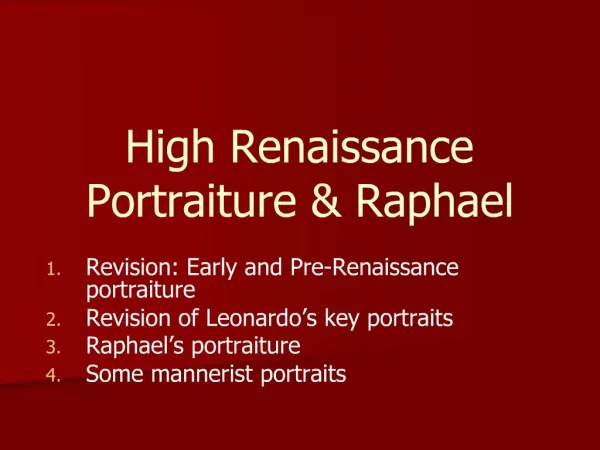 High Renaissance Portraiture Raphael