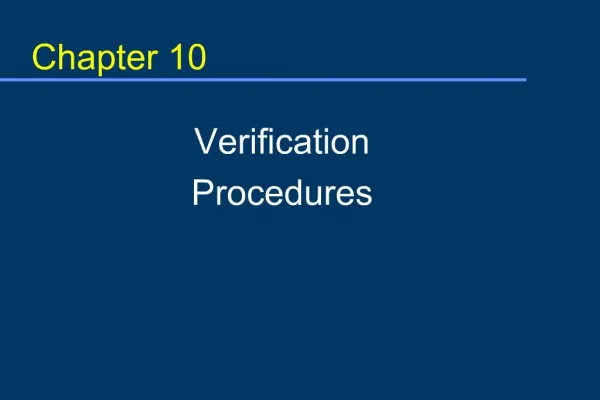 Verification Procedures