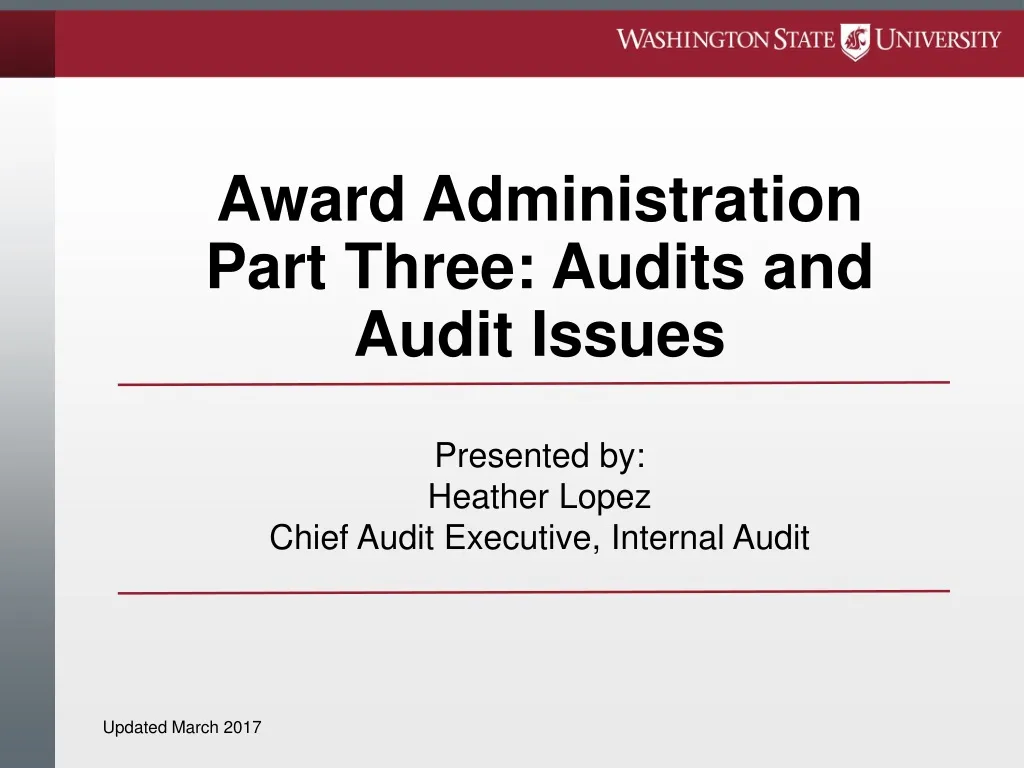 award administration part three audits and audit