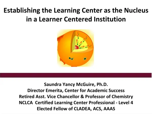 Establishing the Learning Center as the Nucleus in a Learner Centered Institution
