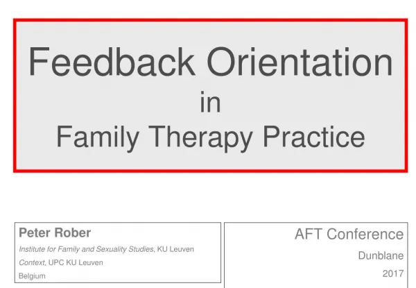 Feedback Orientation in Family Therapy Practice