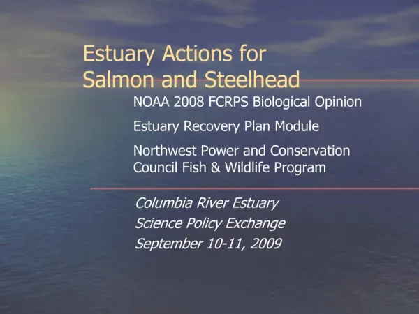 Estuary Actions for Salmon and Steelhead