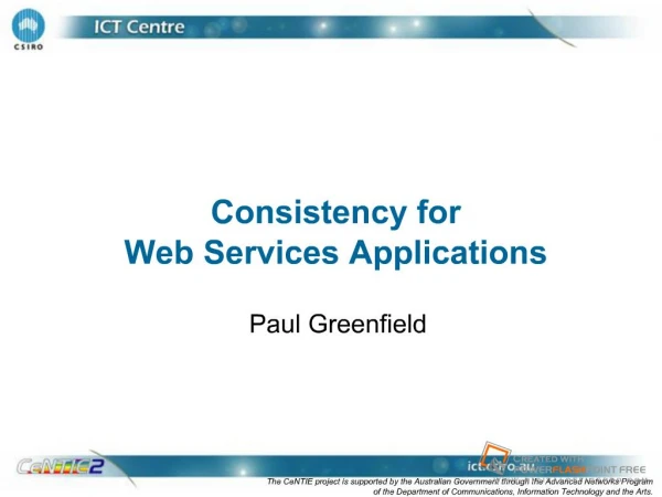 Consistency for Web Service Applications