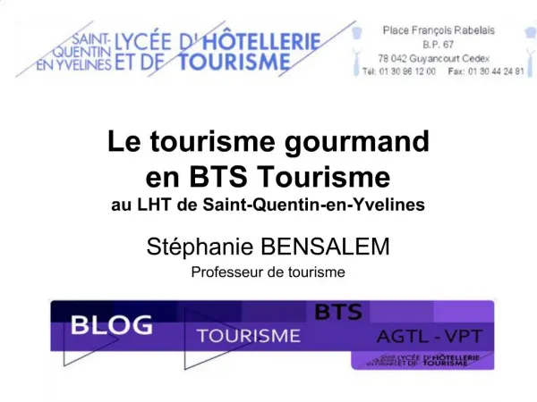 Le tourisme gourmand en BTS Tourisme au LHT de Saint-Quentin-en-Yvelines