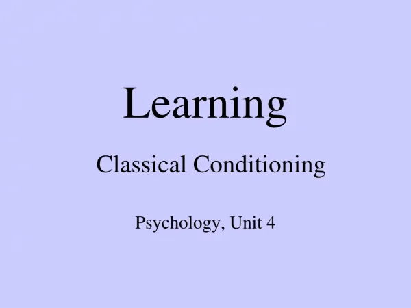 Learning Classical Conditioning