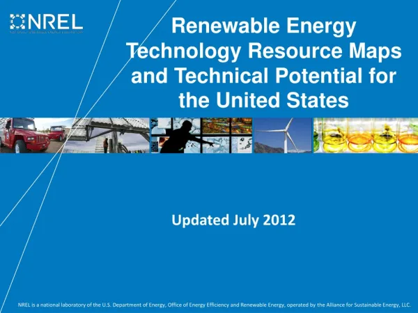 Renewable Energy Technology Resource Maps and Technical Potential for the United States