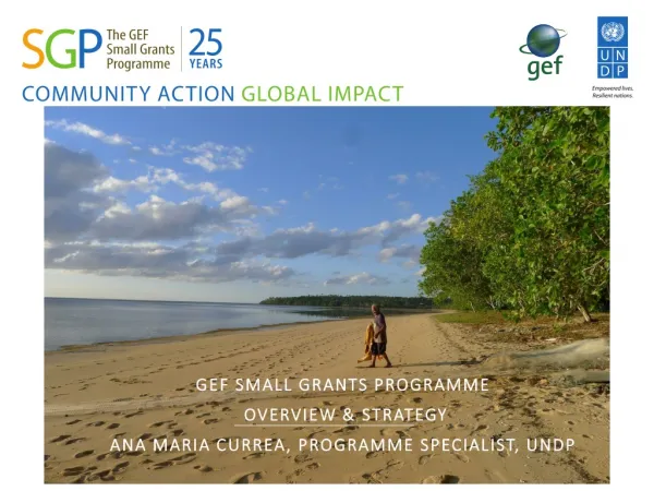 GEF Small Grants Programme Overview &amp; Strategy Ana MARIA CURREA, Programme SPECIALIST, UNDP
